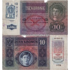 10 Korun 1915 serie 1170 s kolkem Rakousko-Uhersko